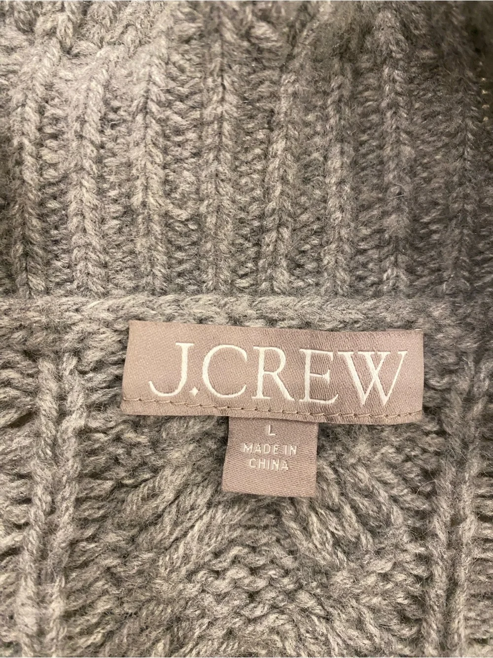 J. Crew Gray Cable-Knit Ruffle Collar Cardigan with Gold Buttons